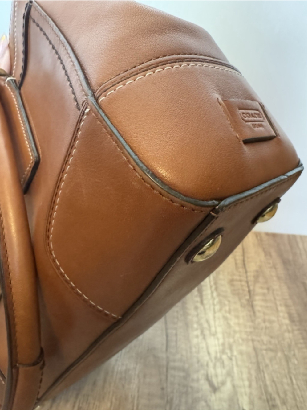 Vintage Coach Hamptons Carryall 11047 Cognac Leather Shoulder Tote Classic - Picture 10 of 16